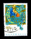 A stamp printed in Australia shows an image of the birth of Christ on value at 40 cent.